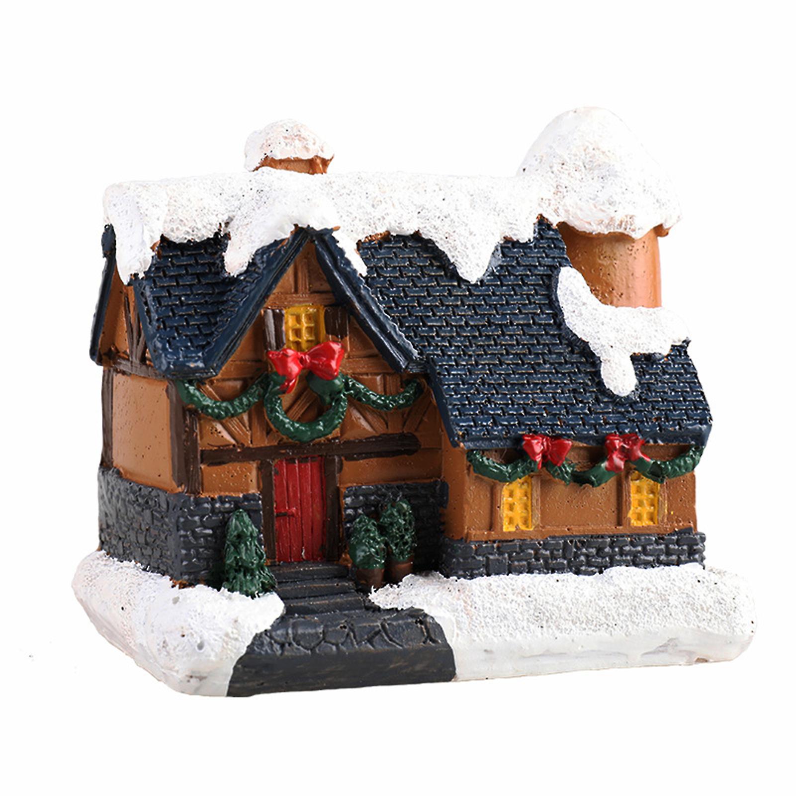 Christmas Decors For Tables With Lights Snowy Village Farmhouse Resin Statue Home Decor Accents