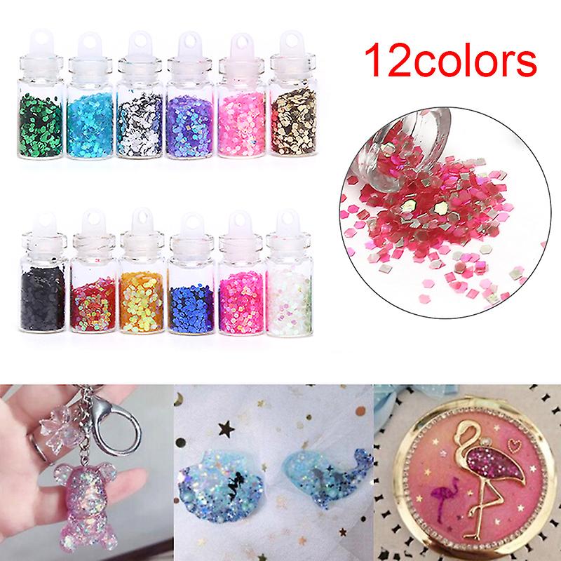 12 Bottles Flash Sequin Decoration Epoxy Silicone Mold Diy Jewelry Making Tool