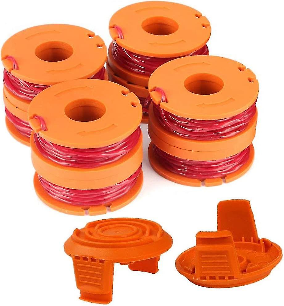 Wa0010 Replacement Trimmer Spool Line 0.065 For Worx Wg154 Wg163 Wg160 Wg180 Wg175 Wg155 Wg151 String Trimmer Weed Eater (8 Spools, 2 Caps) - JXLGV