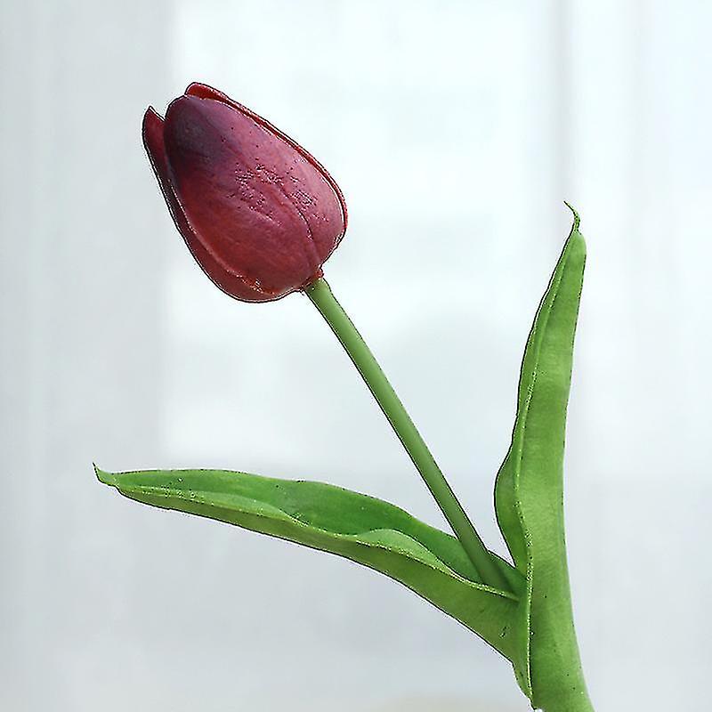 10pcs Pu Real Touch Fake Tulips Artificial Flowers