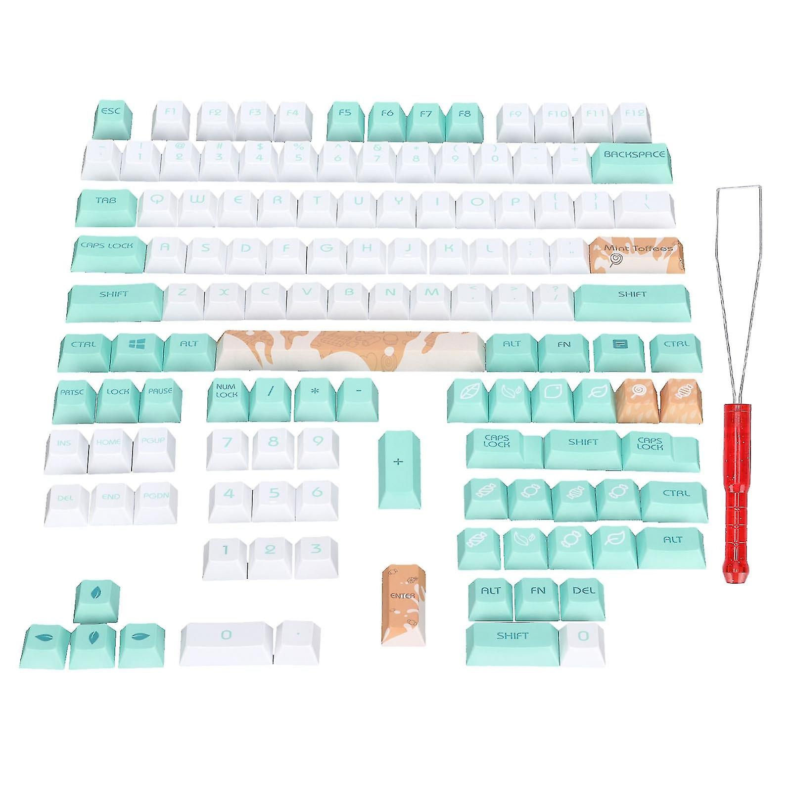 Pbt Keycaps 128 Key English Style With Candy Pattern Elements For Universal Pc Gaming Keyboard