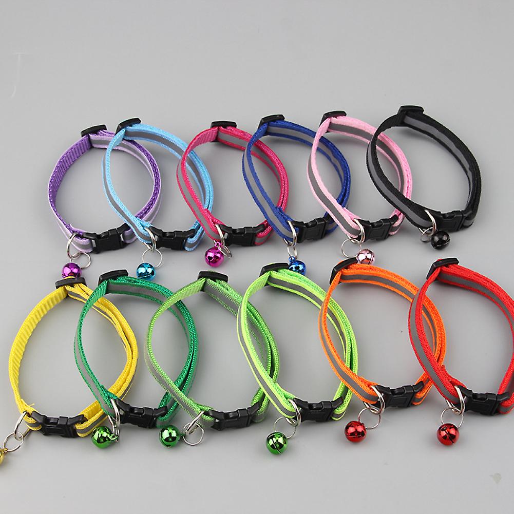 Reflective Cat Kitten Pet Collar With Bell Safety Adjustable Buckle Release Bell
