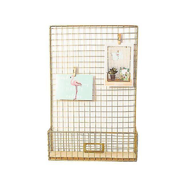 Gold Wall Hanging Storage Rack Nordic Diy Iron Mesh Grid Multi Function Holders Racks