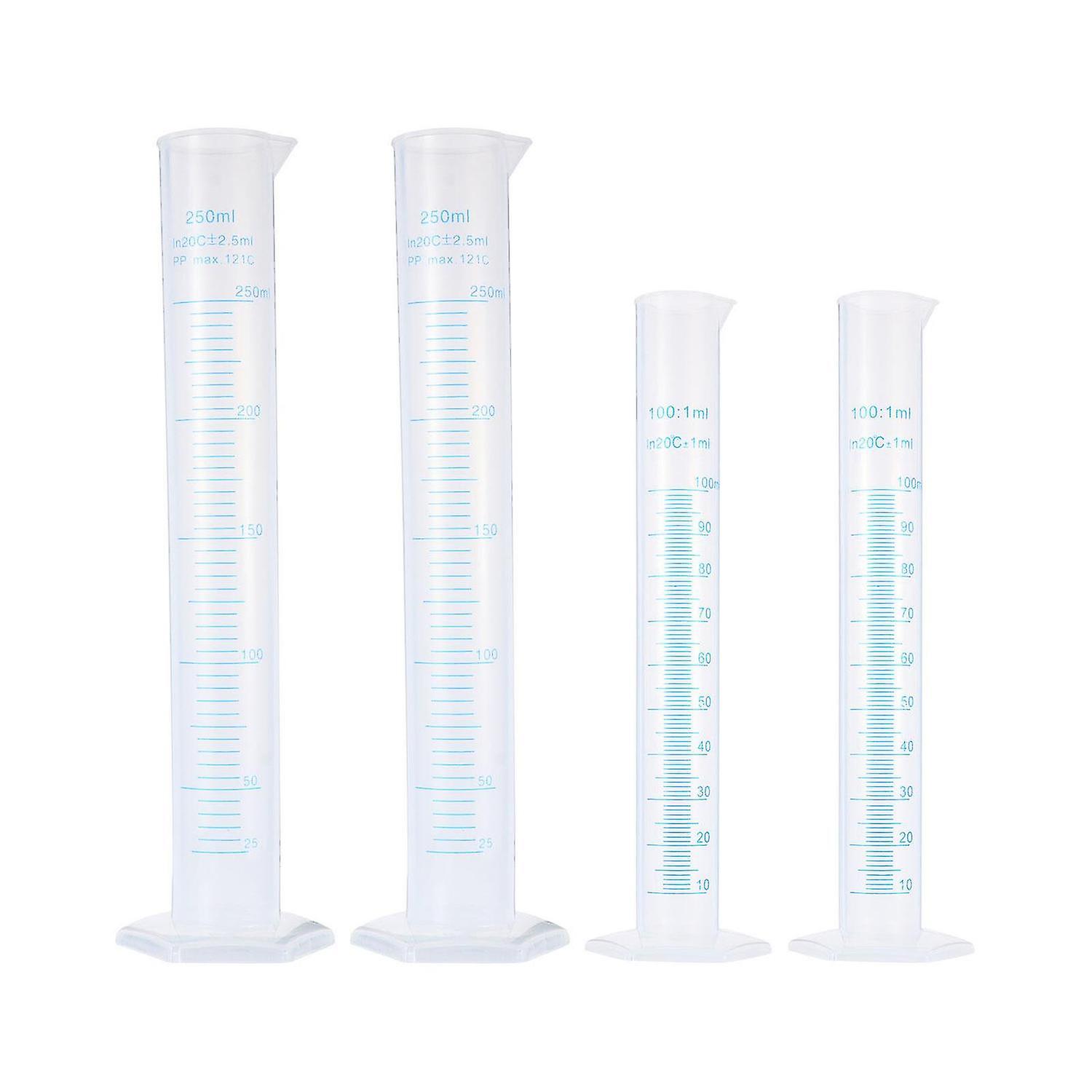 4pcs Transparent Measuring Cylinder Plastic Graduated Cylinder Measuring