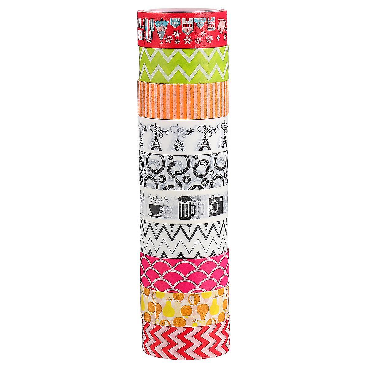 1 Set 10 Rolls Diy Paper Tapes Colorful Washi Tapes Scrapbook Masking Tapes
