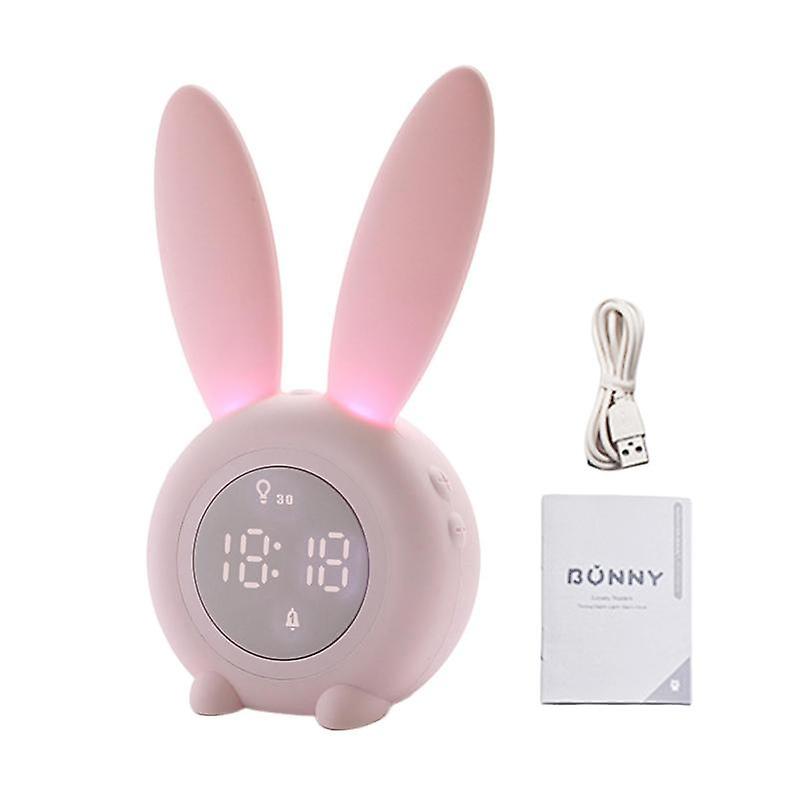 1 set kinderen wekker met dimbare verlichting leuke konijn ontwerp oplaadbare wekker wekker fo