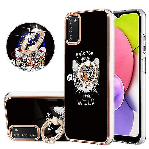 For Samsung Galaxy A03s Us Version Electroplating Dual-side Imd Phone Case With Ring Holder(smile)