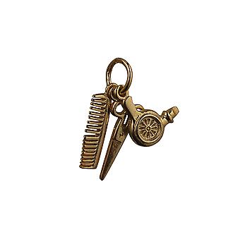Three 9ct Gold 15x4mm Hairdressers Pendants or Charms
