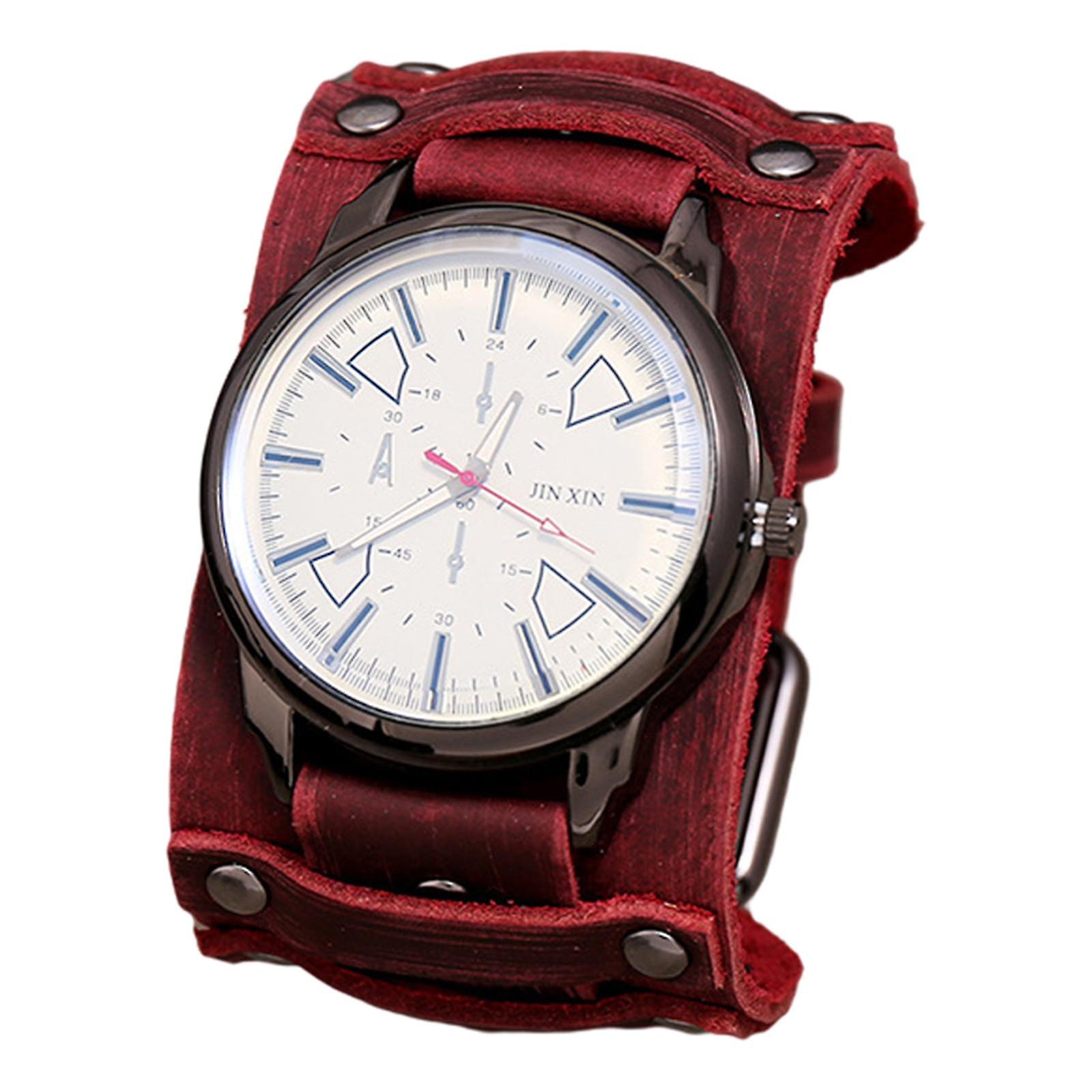 Retro Men's Genuine Leather Strap Watch Wristband Precise Retro Blue