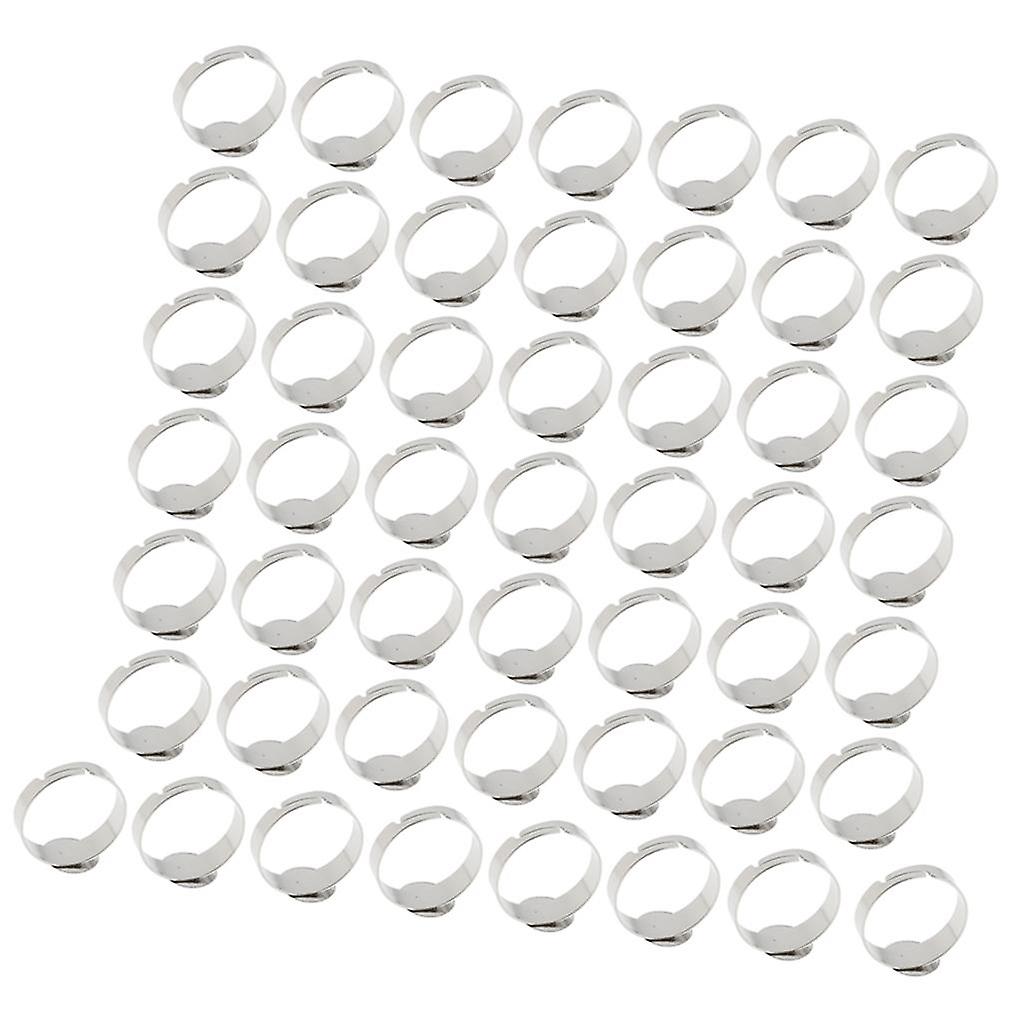 50pcs Adjustable Silver Plated Ring Base Setting Blanks Bezel Base 1cm
