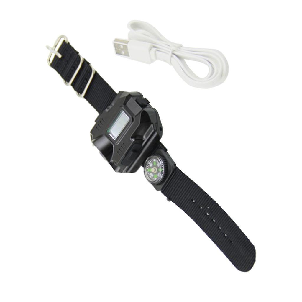 Multifunctional Rechargeable LED Flashlight Wrist Light Watch with Compass