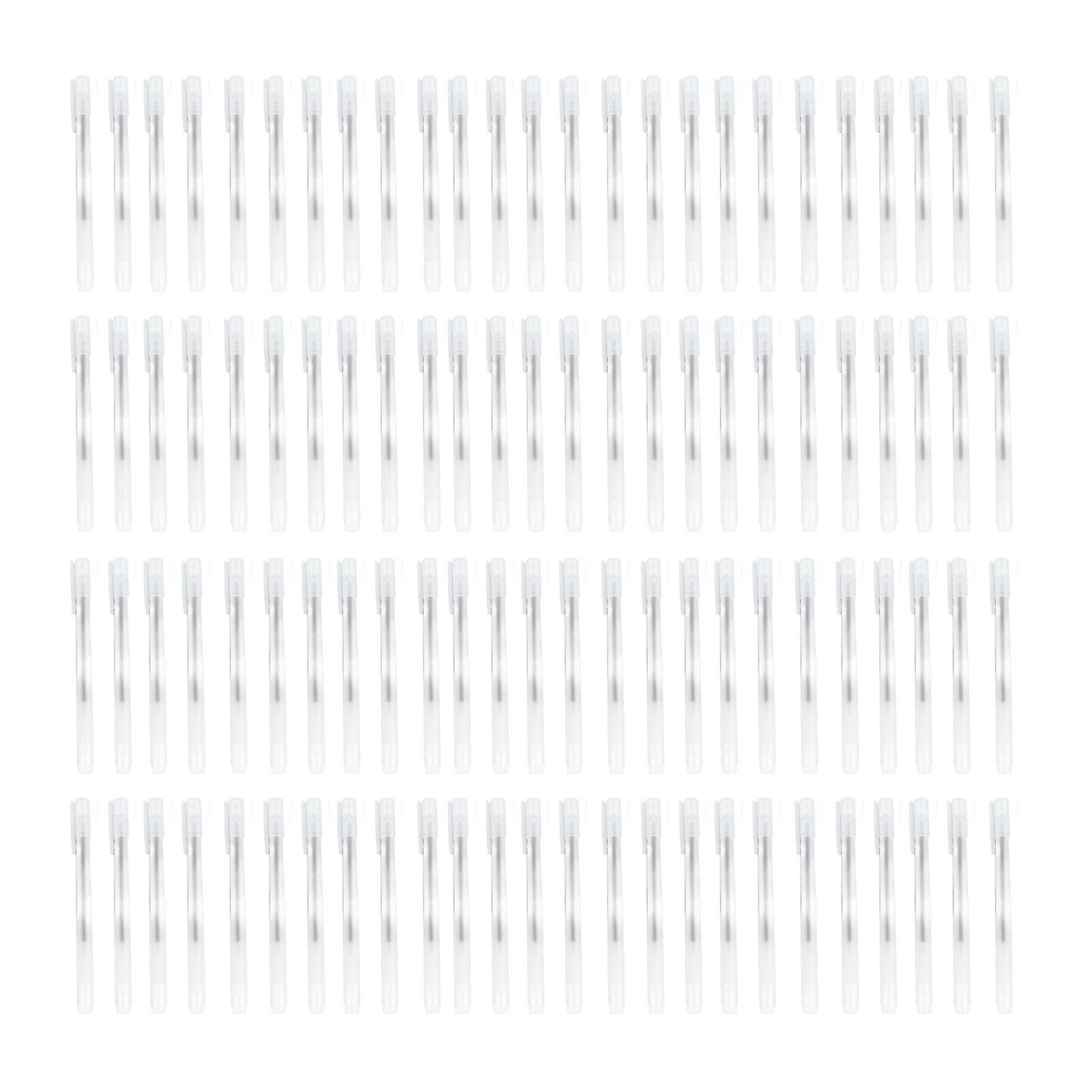 100pcs 0.5mm Gel Pen Fast Drying Smoothly Writing Black Ink Pens with Transparent Frosted Shell for Work Study
