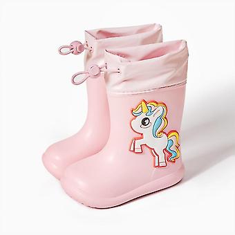Rosa Enhjørning 170cartoon Enhjørning Dinosaur Barn Regn Støvler Blonder Opp Eva Myke Gutter Jenter Regnsko Lett Vanntett Non Slip Barn Regnboots
