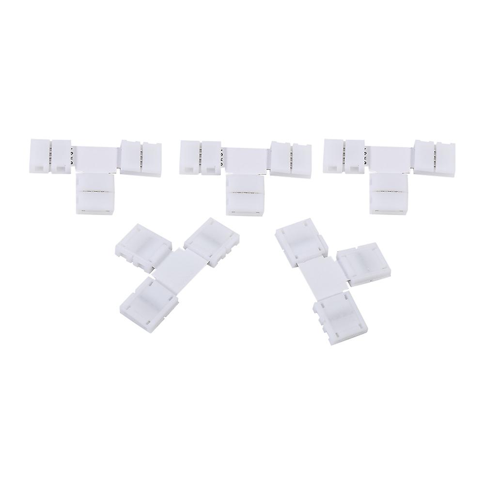 5pcs 4 Pin Solderless Clip-on Connector for 10mm 5050 RGB LED Strip Light (T-Shape)