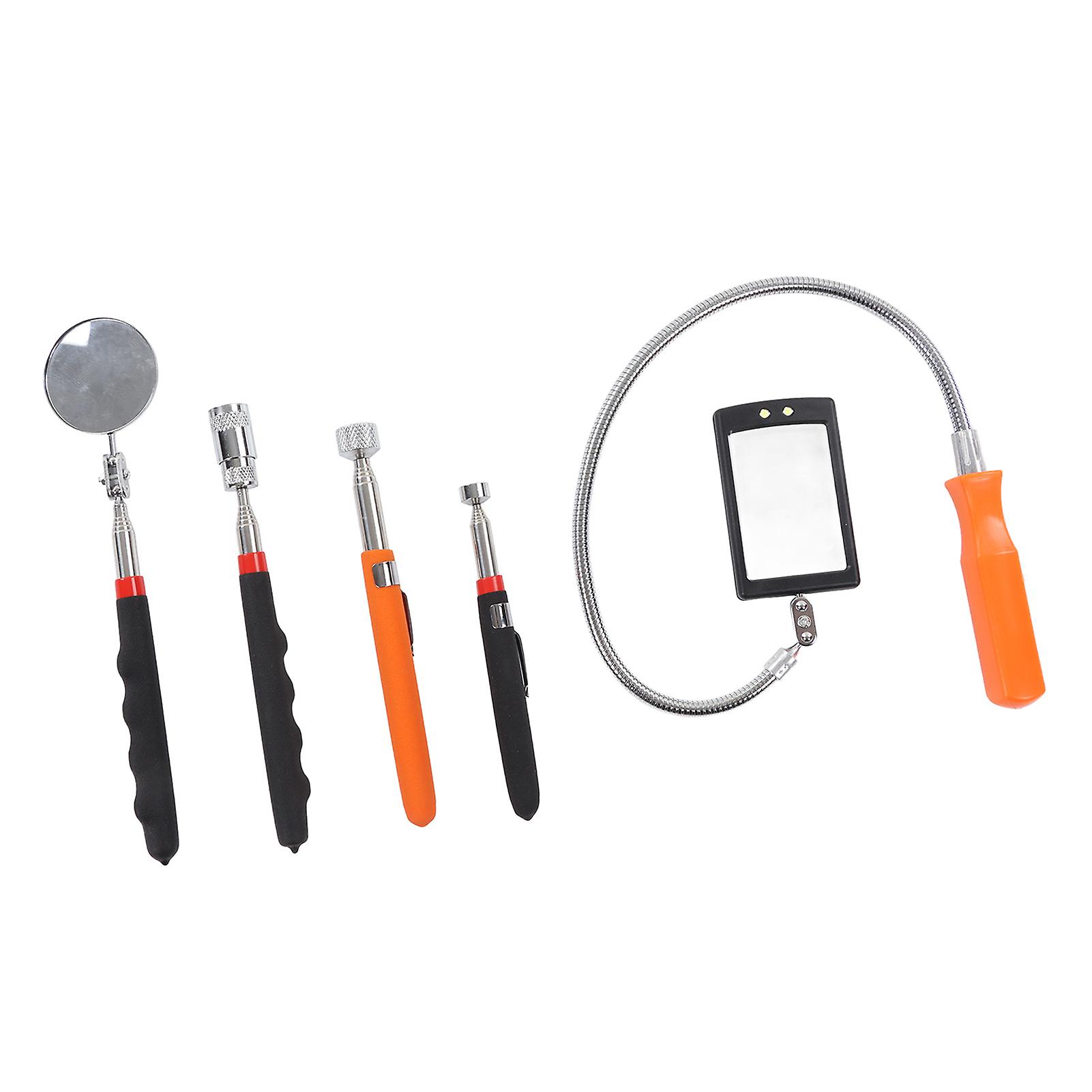 5Pcs Telescoping Magnetic Pickup Tool 360° Rotation Shock Resistant LED Magnetic Pickup Tool 
