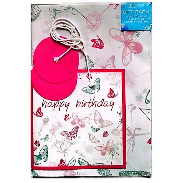 Giftmaker Happy Birthday Gift Wrap And Card Set (Pack of 5)