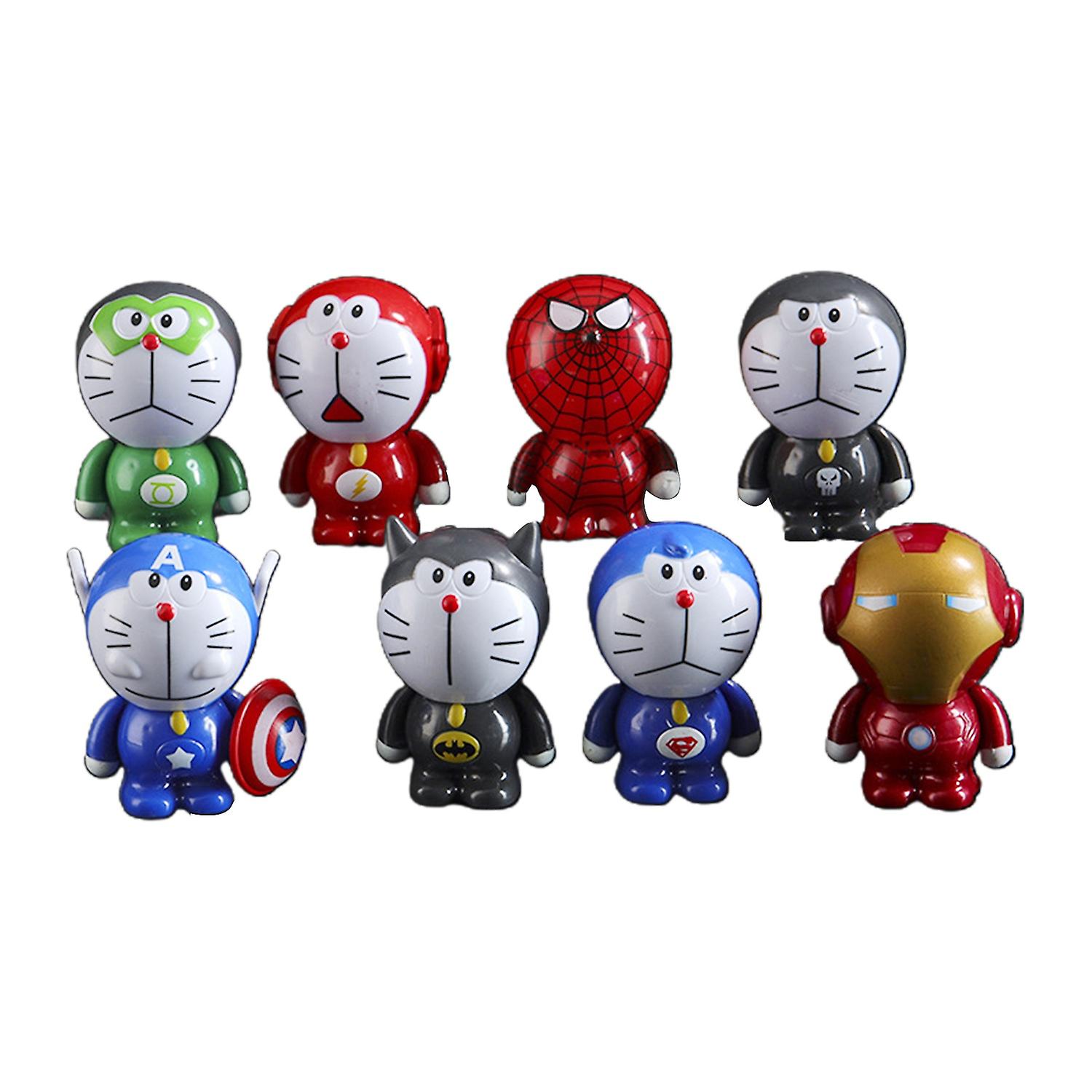 8Pcs Superheroes Doraemon Model Rust-proof Collectable Solid Cosplay Green Lantern The Flash Spider