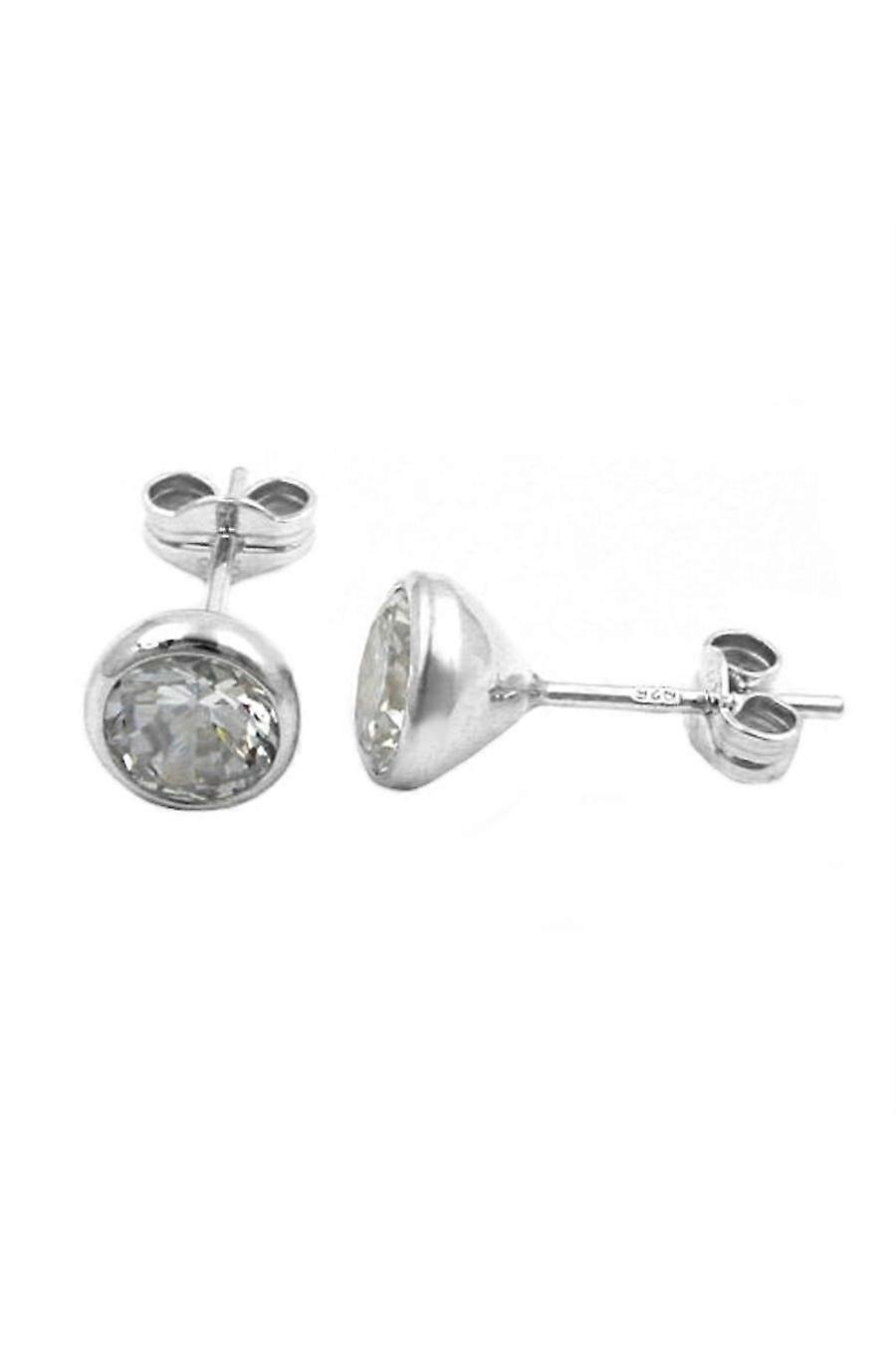 Stud Earrings 7mm White Zirconia Silver 925 - Gl91741
