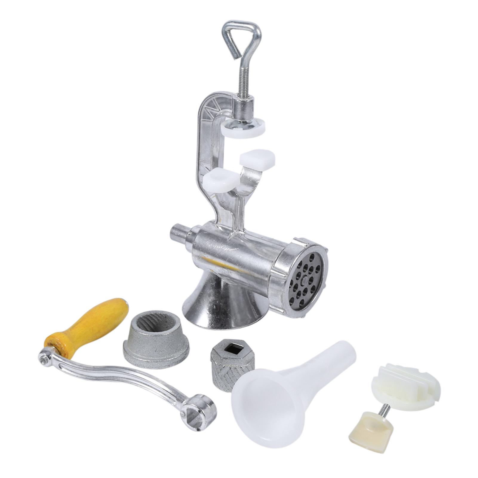 Multi-Functional Manual Meat Grinder, Stainless Steel, Adjustable Grind Control, Sausage Stuffer, Wide Opening Clamp for Secure Operation, Dishwasher
