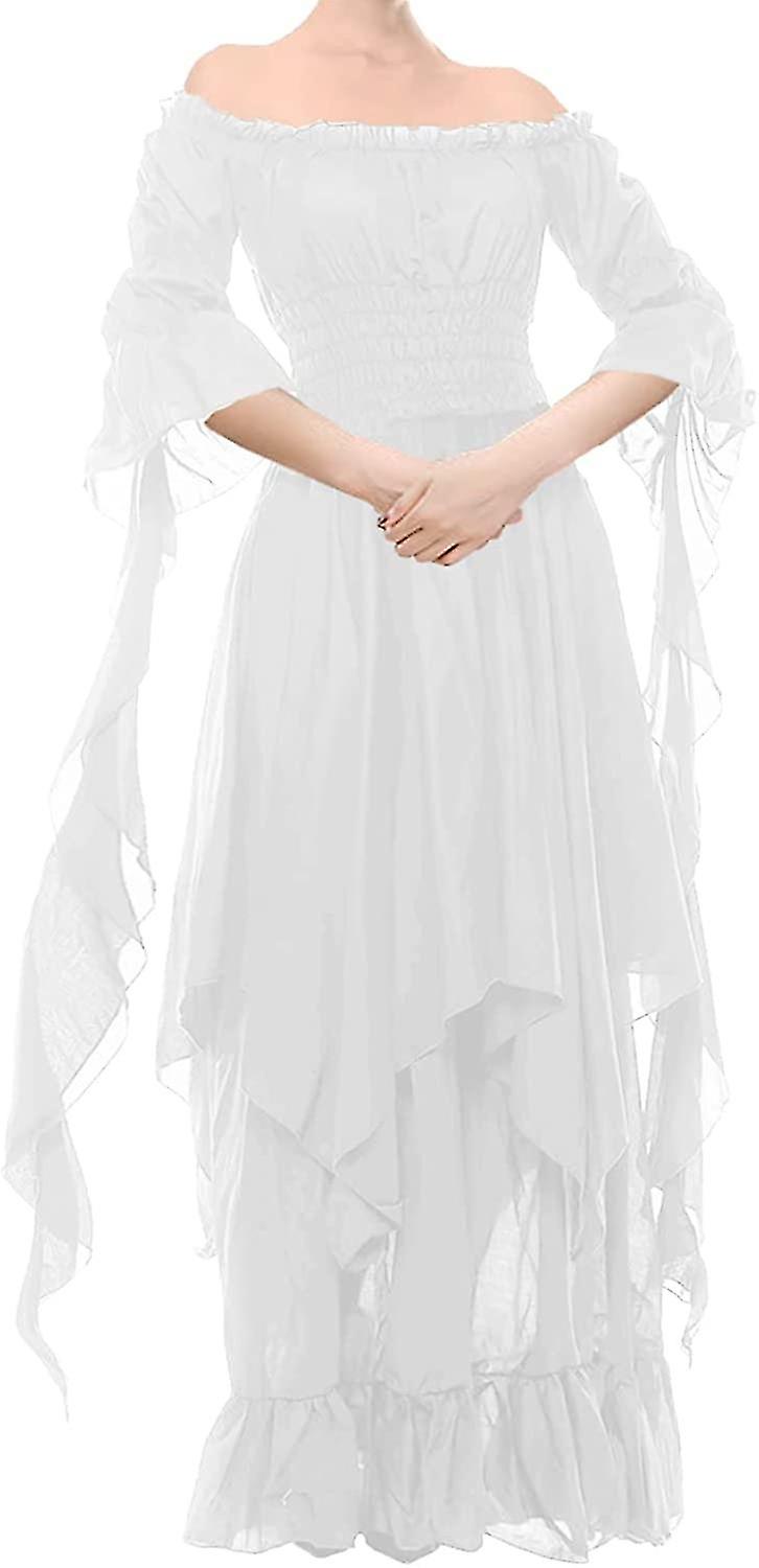 Femei High Low Victorian Rochie Puff Maneca Off Umăr Ruffle Plus Dimensiune Costum Medieval Pentru Wome