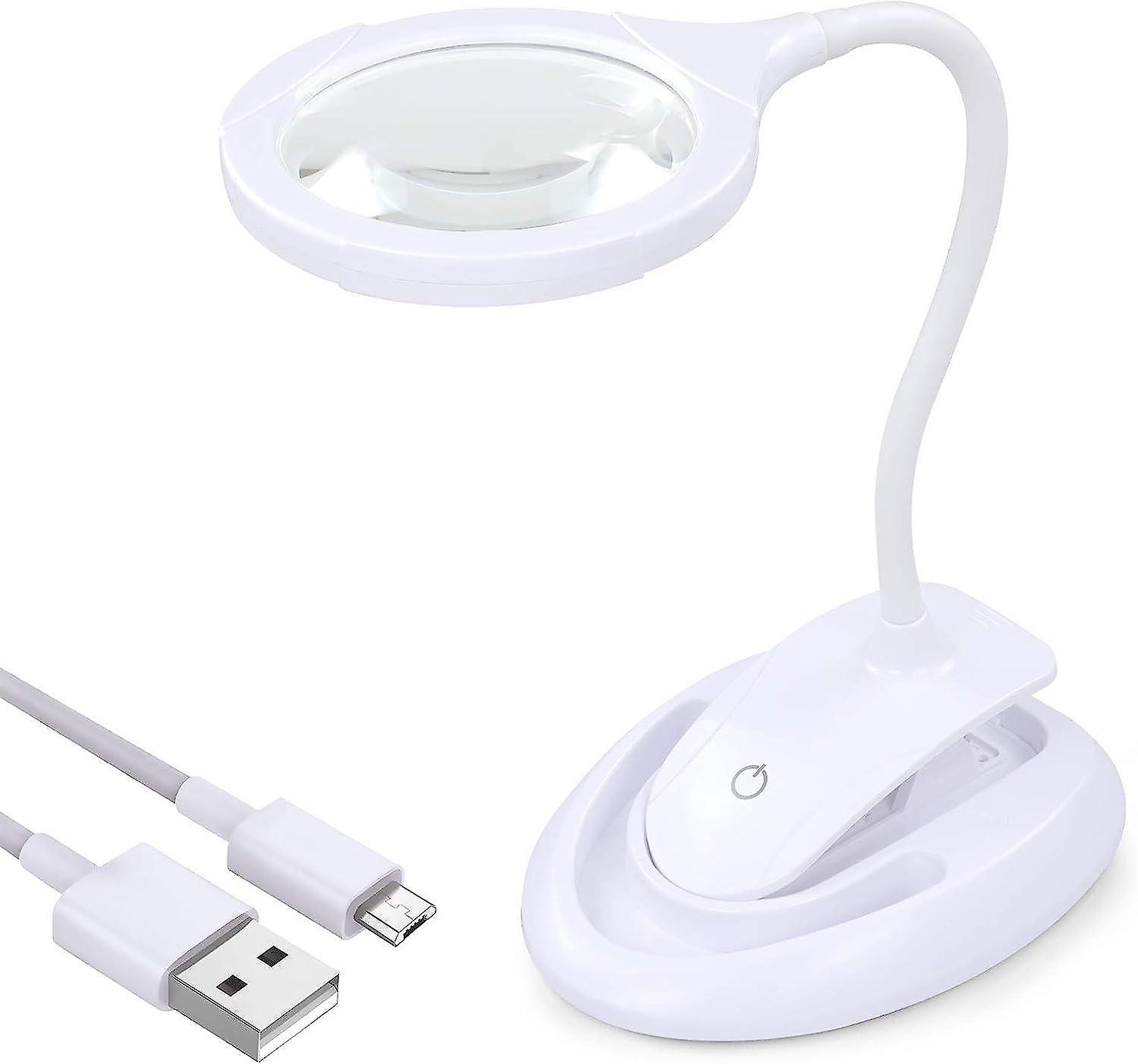 Magnifying Glass with Light, 5X 10X Magnifying Lamp with Stand & Clamp, Desktop Magnifier Lamp Recha