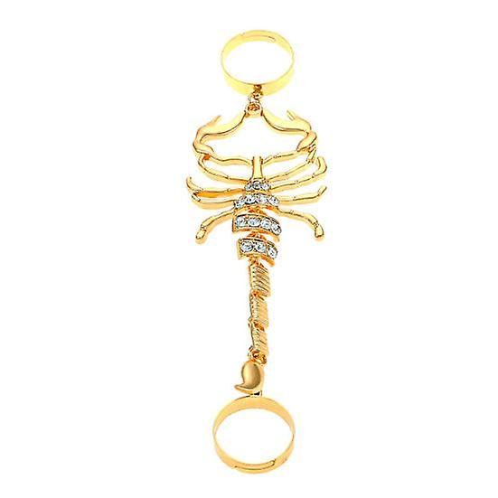 Knuckle Ring Exaggerated Geometric Pattern Shining Punk Style Electroplating Decoration Unfading Rhinestone Scorpion Charm