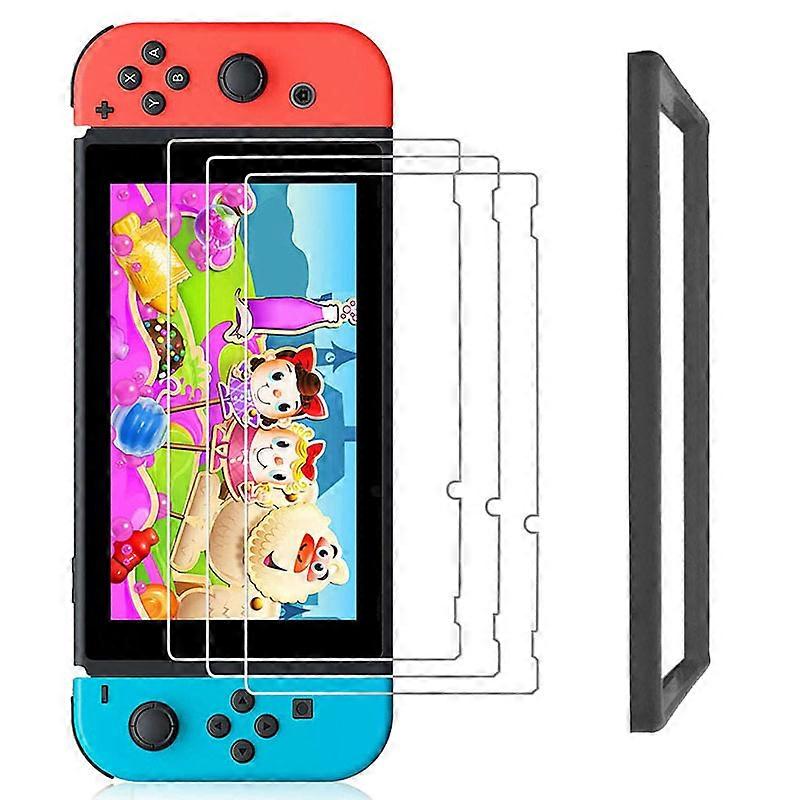 Glass Screen Protector For Nintendo Switch Console, Transparent, Hd, Clear, 9h, Guatemalan, Glass Sheets With Frame 11% Ment, 3pcs
