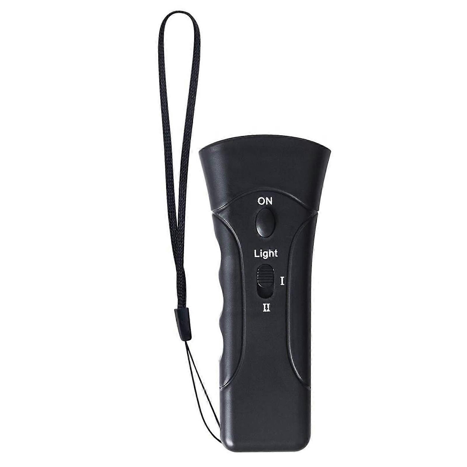 Dog Barking Control Device Portable Double Head LED Flashlight Ultrasonic Dog Barking Deterrent for Training Black