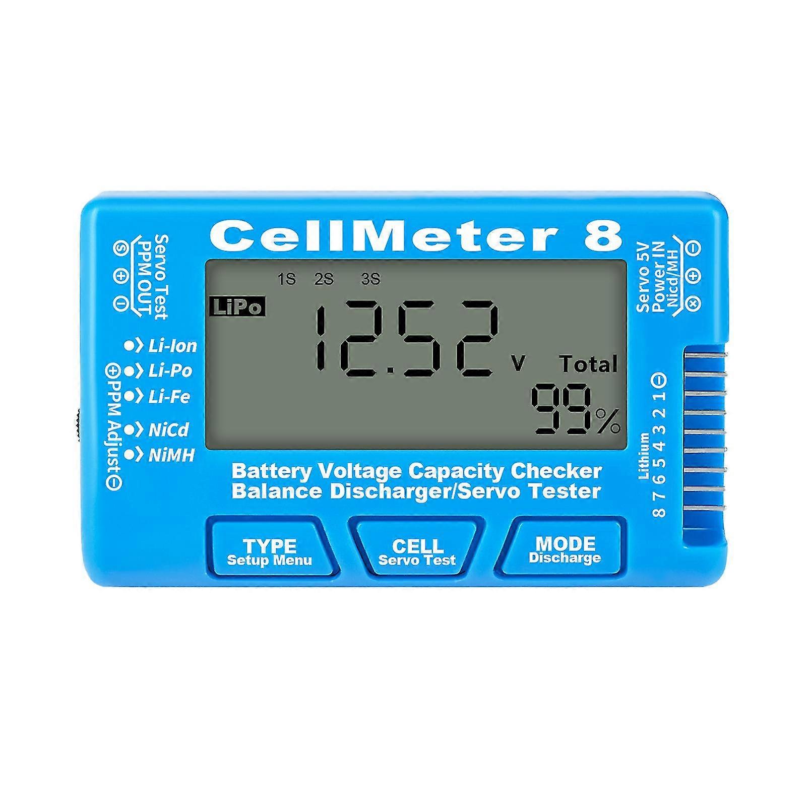 CellMeter 8 Battery Tester LCD Display Clear Visual Discharge Function Digital 8S Battery Capacity Checker Instrument Testing_da