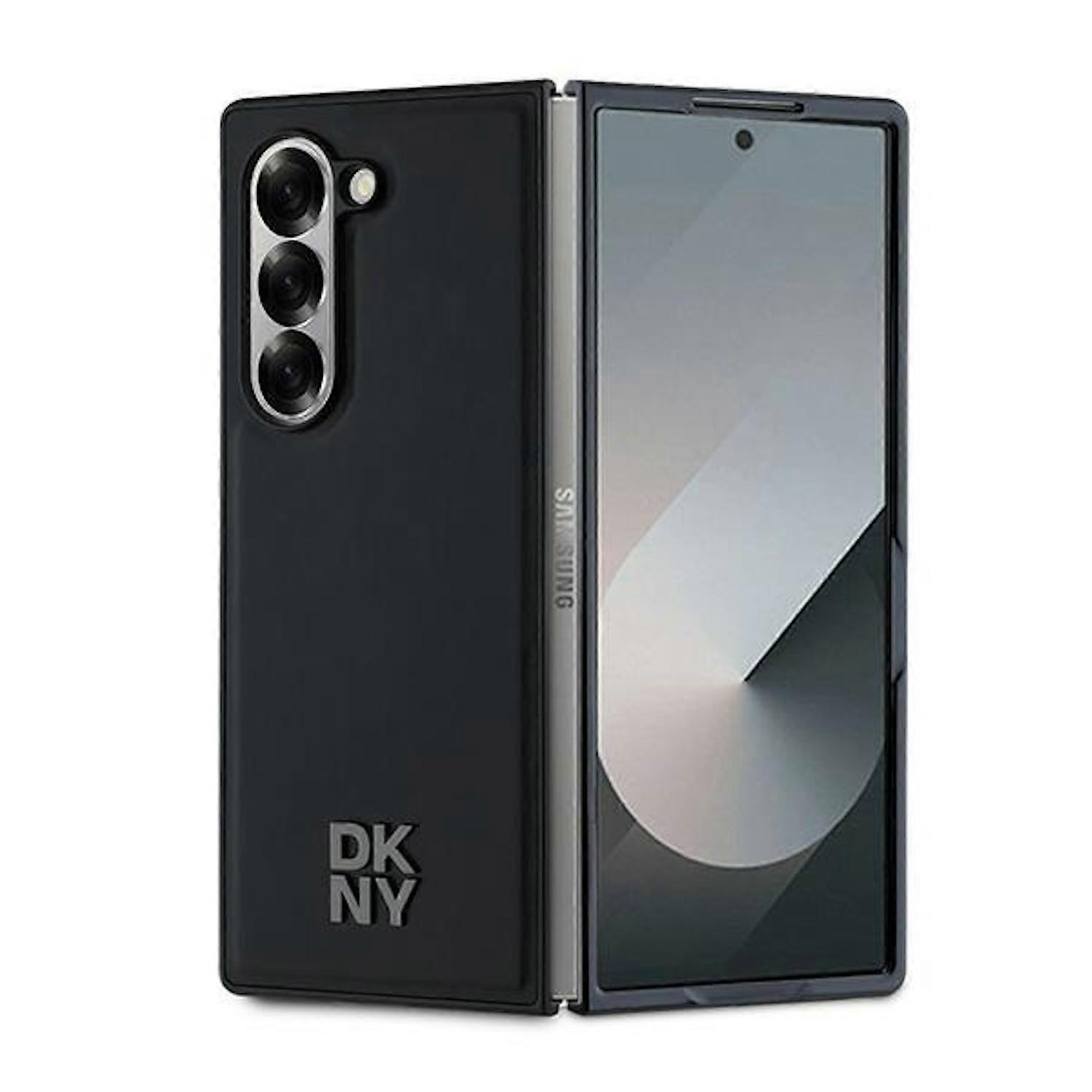DKNY Samsung Galaxy Z Fold6 Case MagSafe تصميم شعار معدني من الجلد الصديق للبيئة