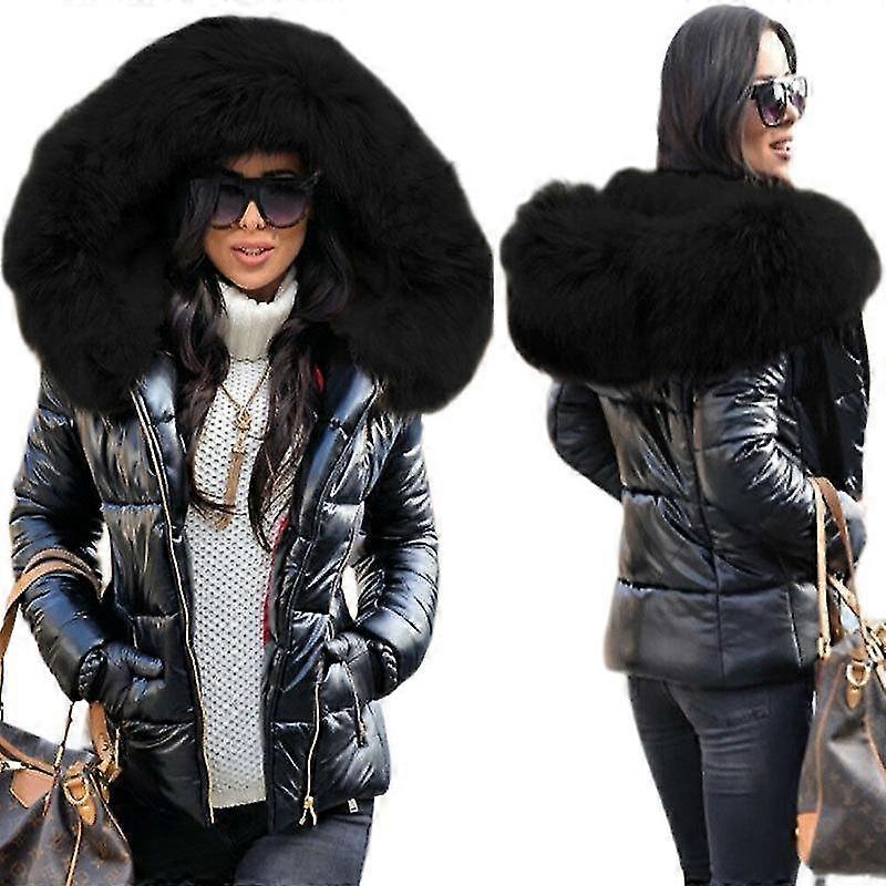 Women's Quilted Fur Color Winter Jacket