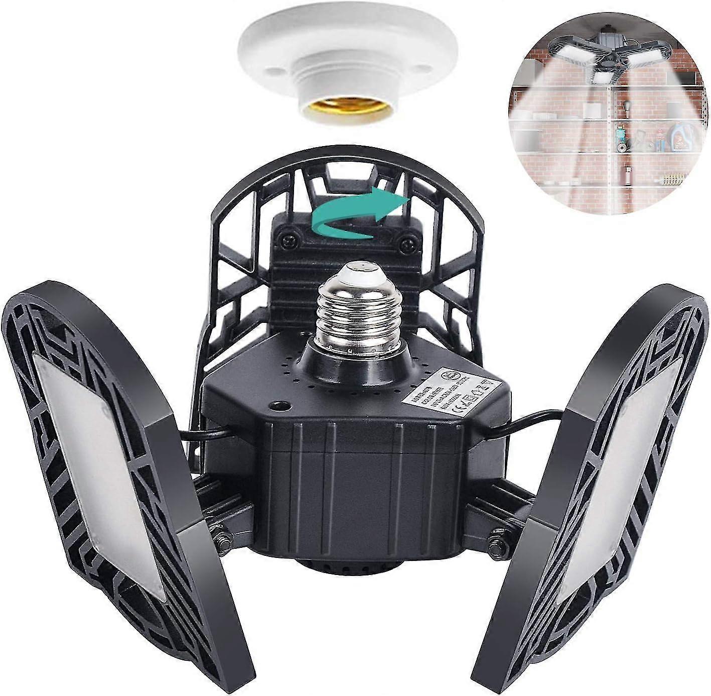 Garage Light LED Transformable Ceiling Light Fixture Triple Light LED Light Screw