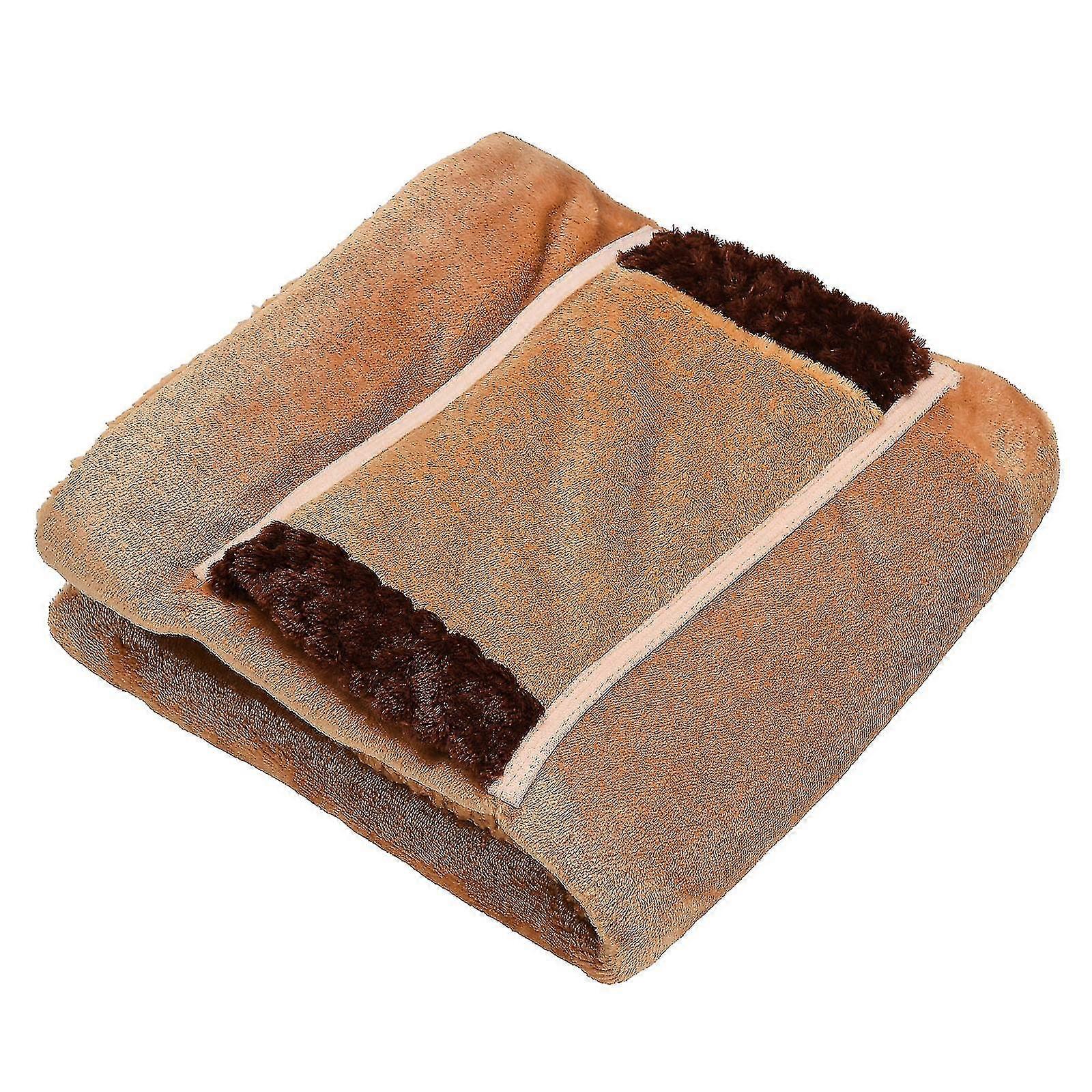 Static Heated Soft Plush Electric Blanket In Brown