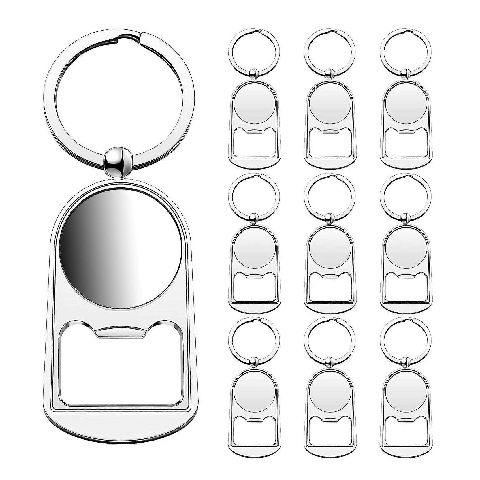 10 Pcs Sublimation Blank Keychain Metal Bottle Opener Blank Key Ring Heat Transfer Rectangular Subl