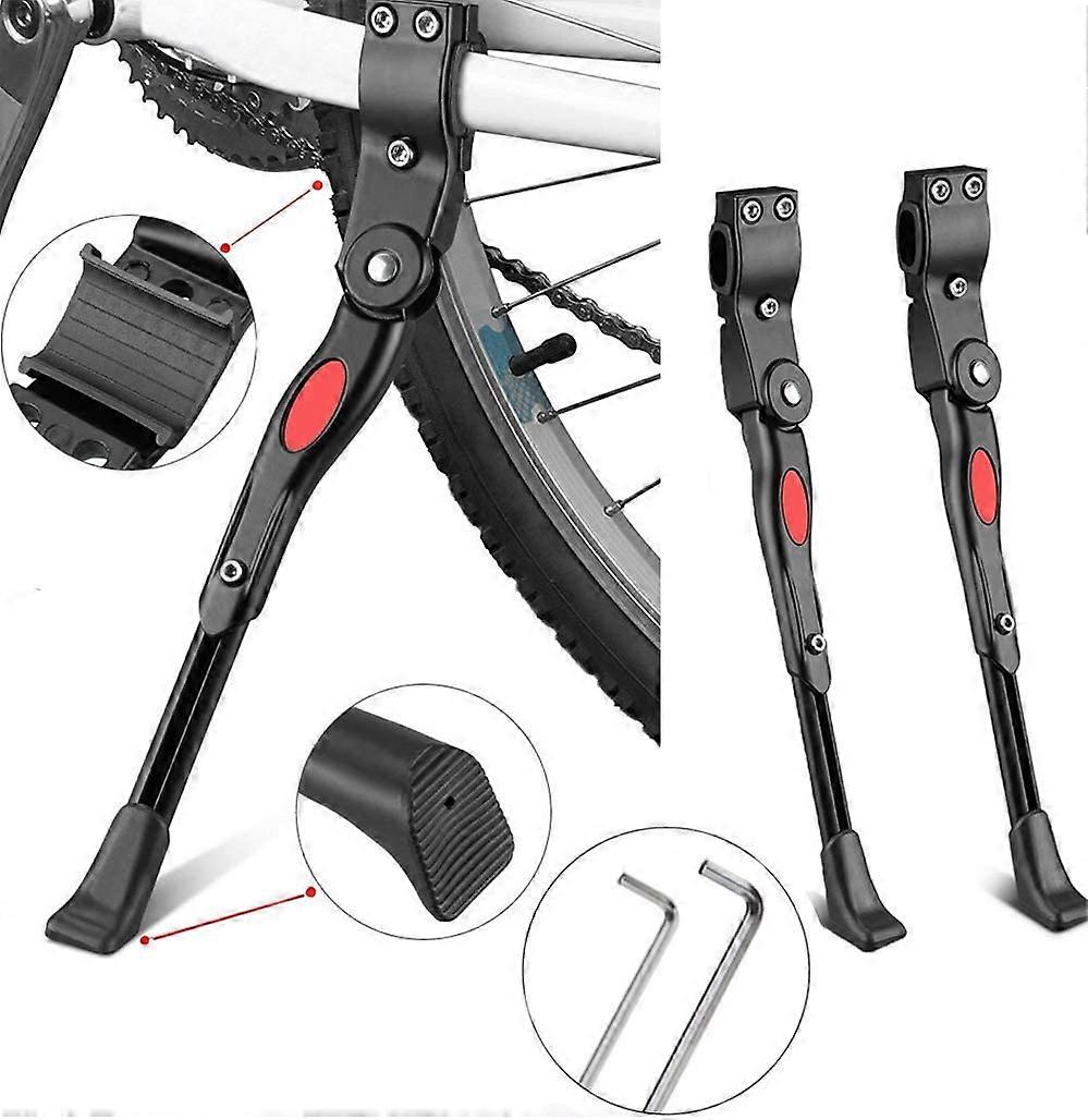 Bicycle Adjustable Aluminum Alloy Side Support Stand (Black) 2 Pieces