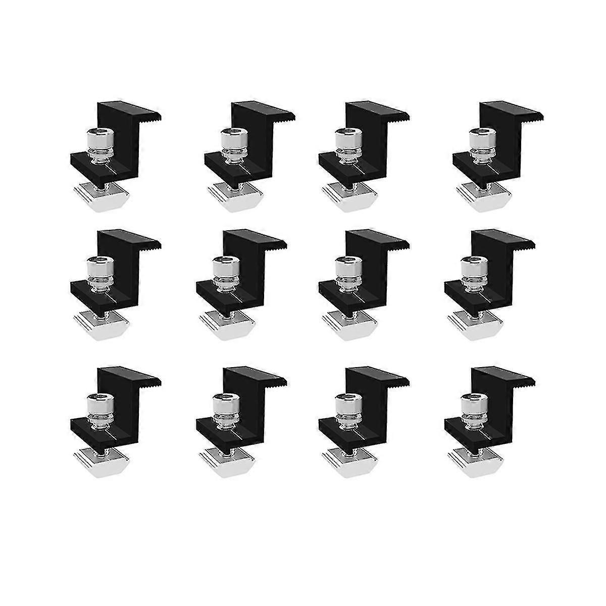 12-pack solmodulhållare ändklämma, ändklämma för montering av solpanel, sidoklämma för PV-solceller