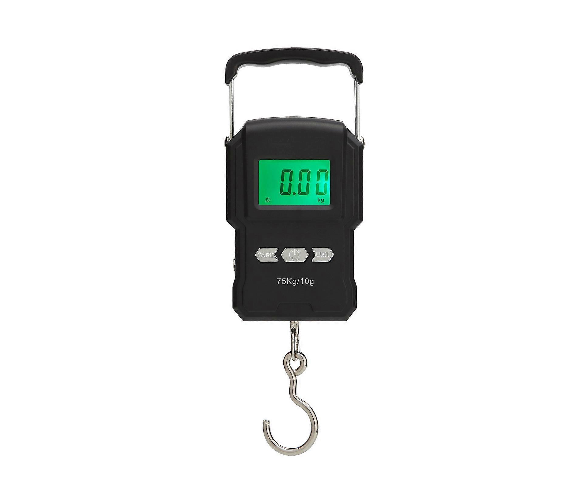 Portable Electronic Scale, 165lbs/75kg LCD Backlit Digital Fish Scale, Hook Hanging Scale with Tape Measure Ruler