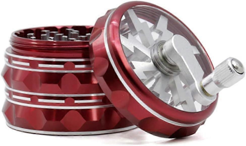 2,5 polegadas moedor manivela mão, moedor grande potável com tampa superior transparente, melhor presente (vermelho)