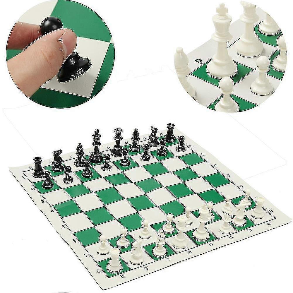 Blue Portable 32 Pieces Intelligence Chess Set Travel Game-ksize