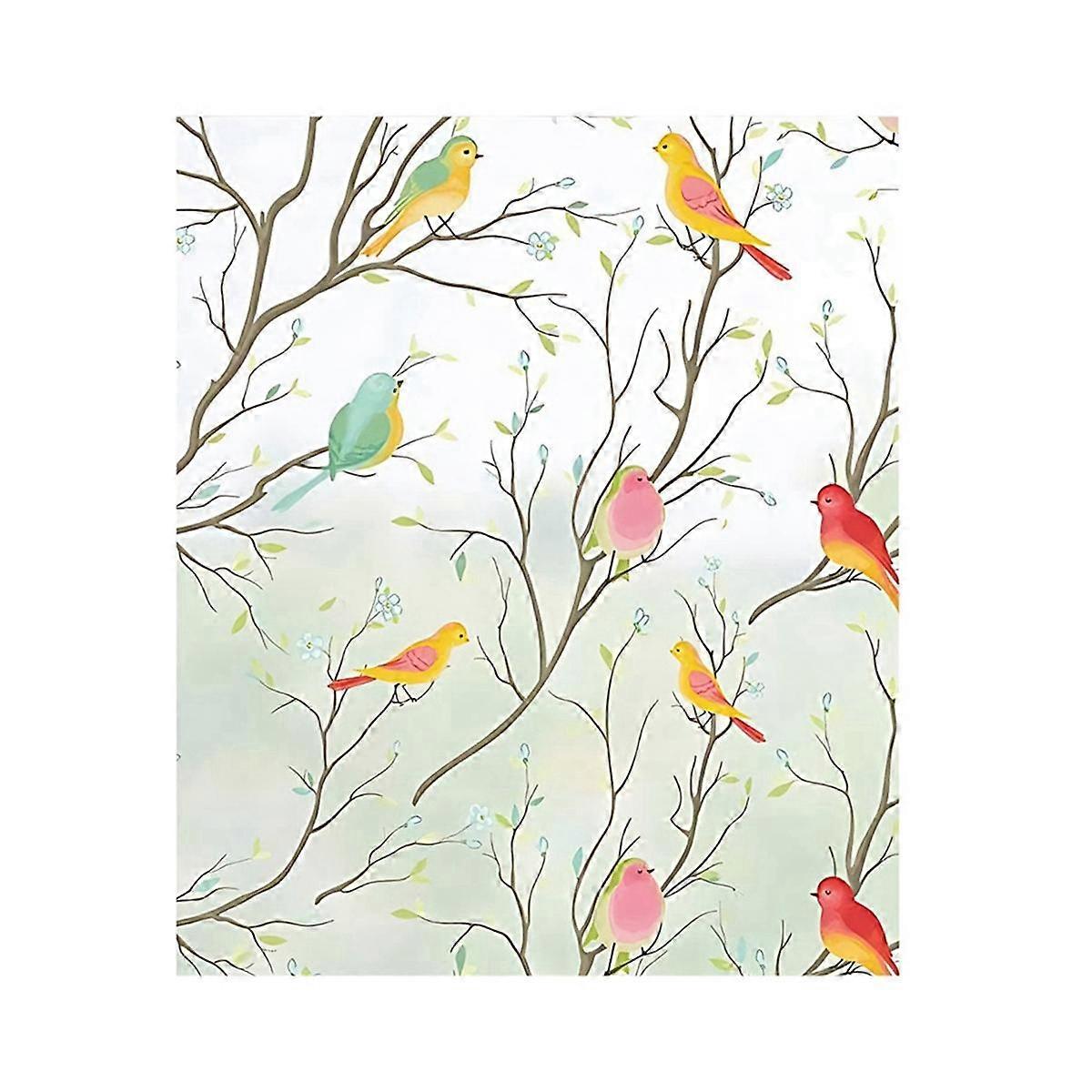 3D鸟磨砂窗户隐私膜 彩色玻璃窗膜 非粘性静电吸附玻璃膜