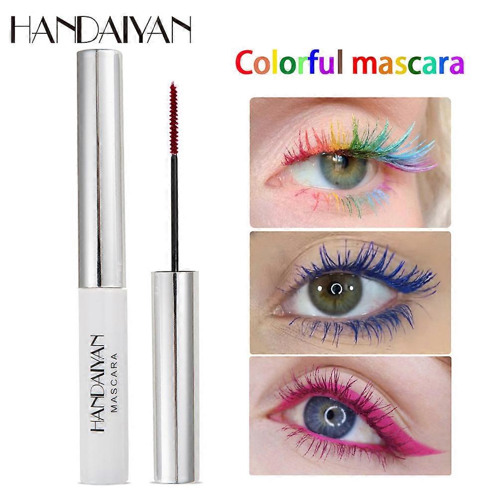 Colored mascara, long-lasting waterproof formula that is smudge proof, providing length and volume for curled lashes