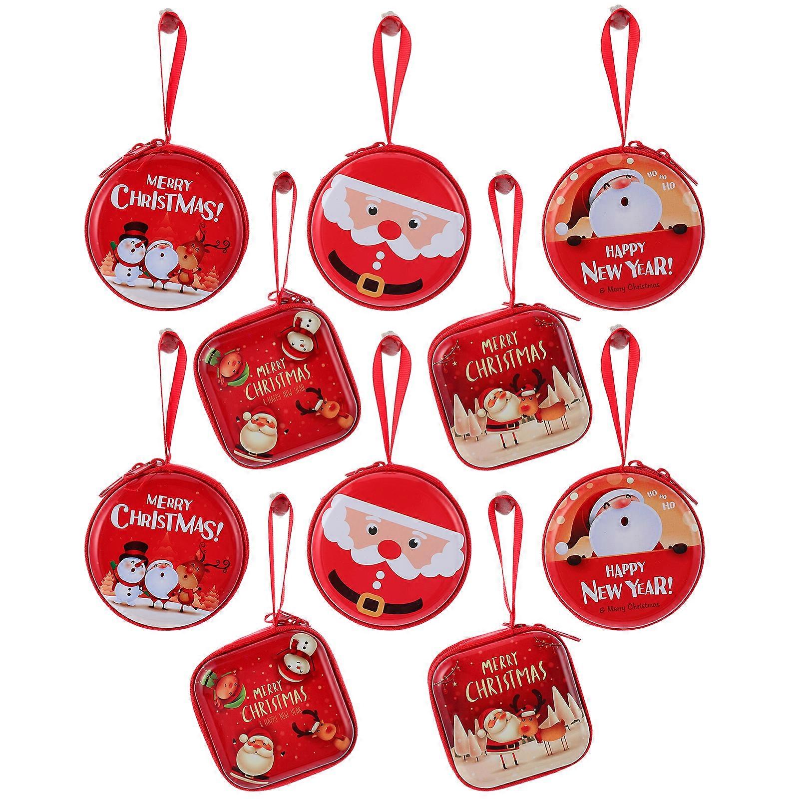 10pcs Creative Mini Zipper Coin Purses Christmas Change Purses Random Pattern