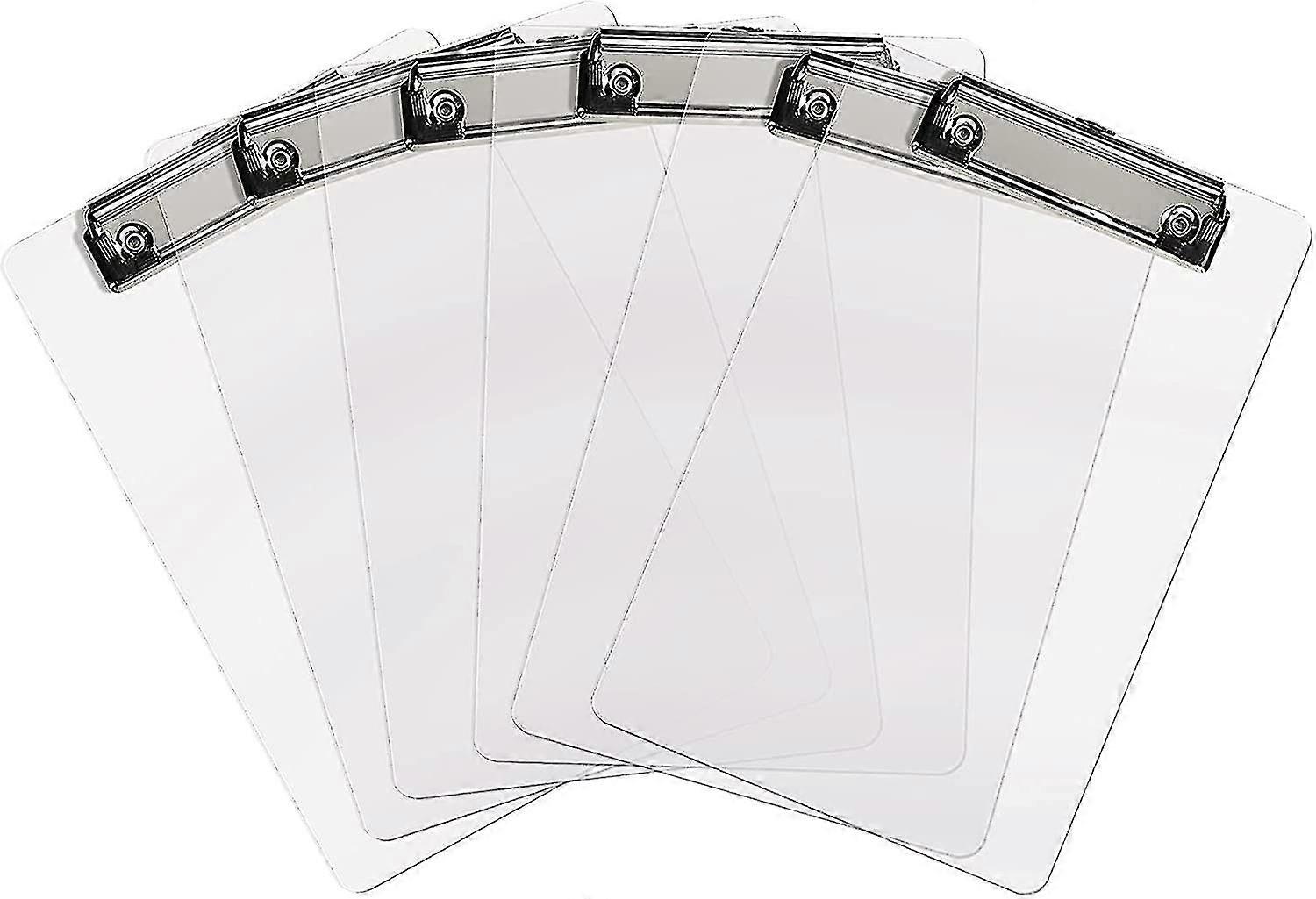 Plastic A5 Clipboard Set Of 6, Clear Small Clipboard Standard A5 Size Memo