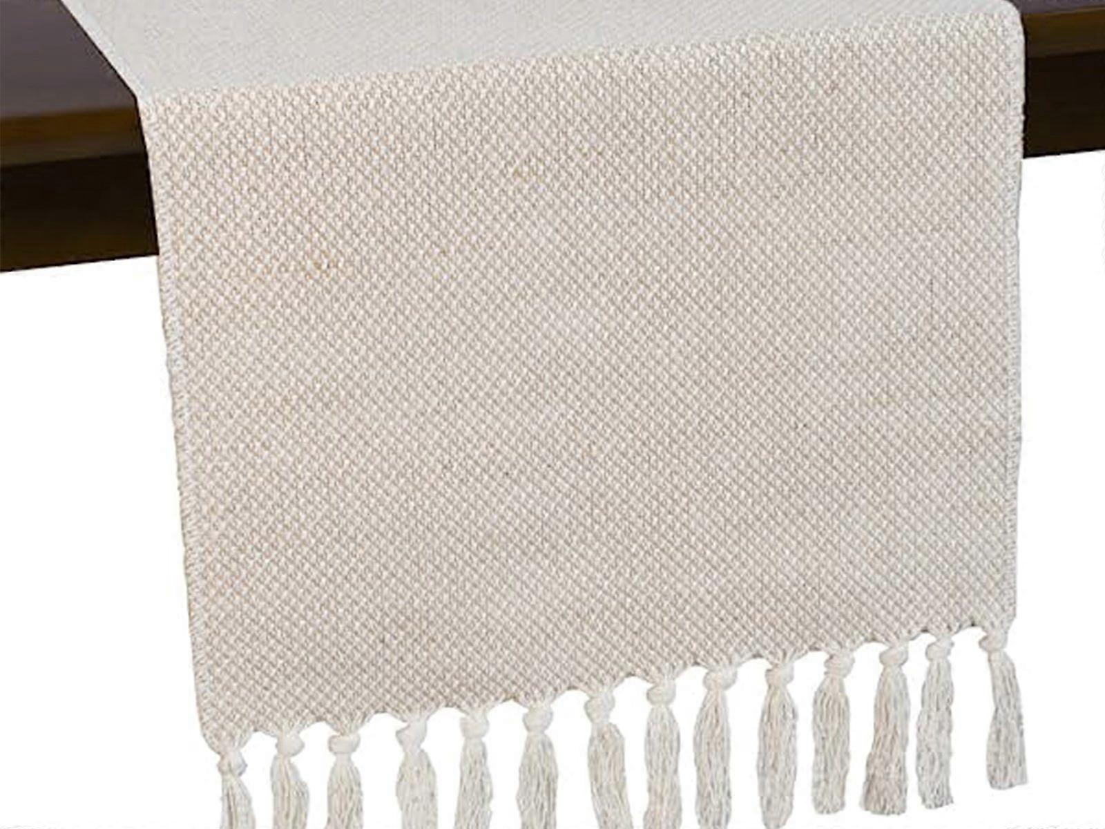 275x33cm Cotton Linen Weave Table Runner with Tassels