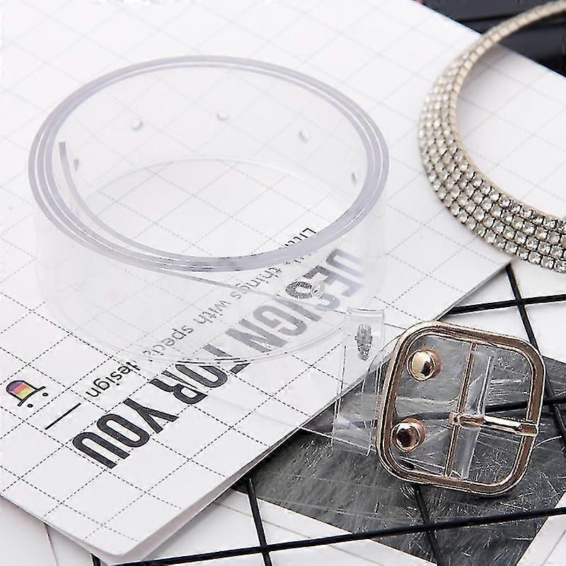 Womens Pin Buckle Transparent Wide Belts Invisible Clear Waistband