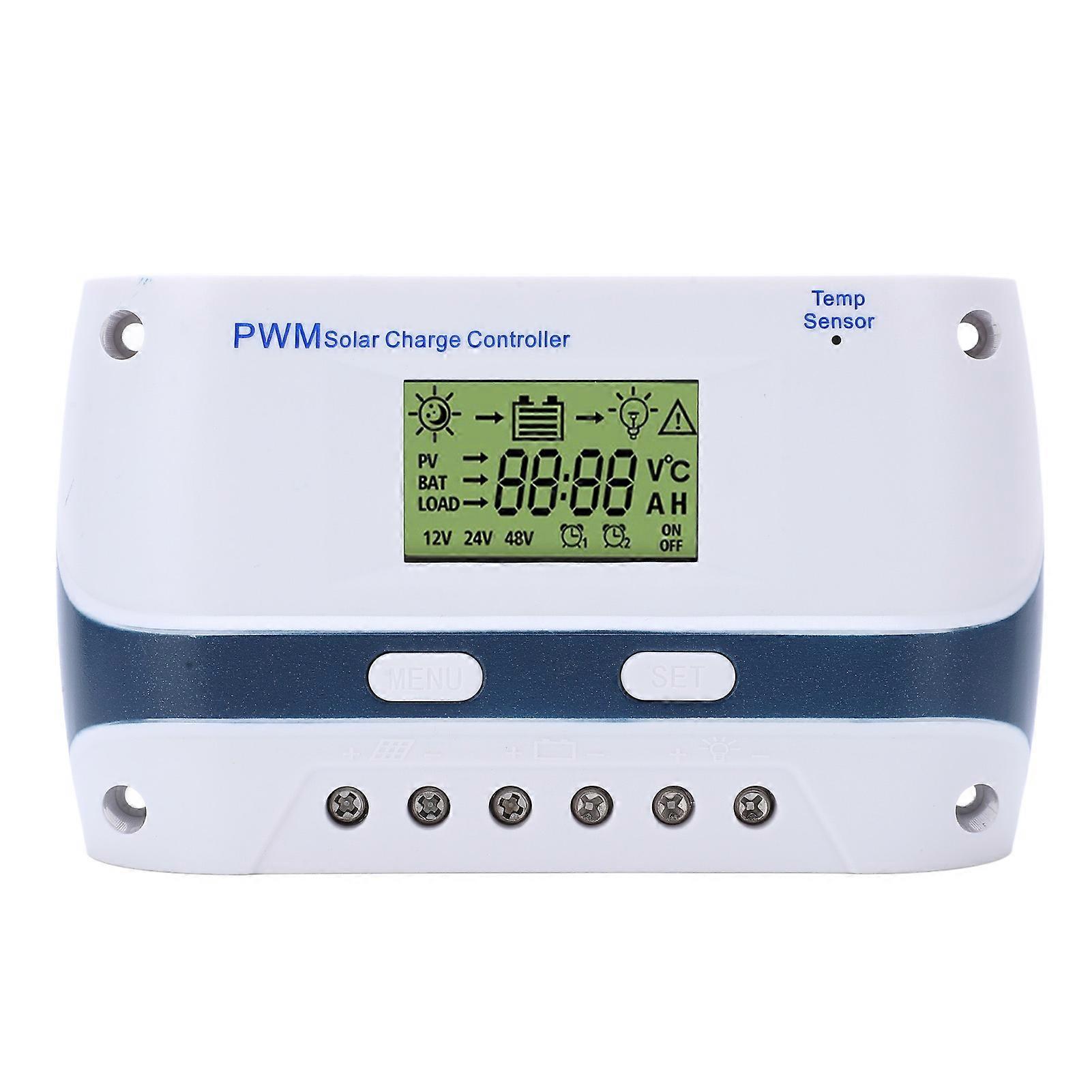 Solar Charger Controller 12V 24V LCD Display PWM Solar Panel Regulator for Home Base Stations RVs Yachts Ships