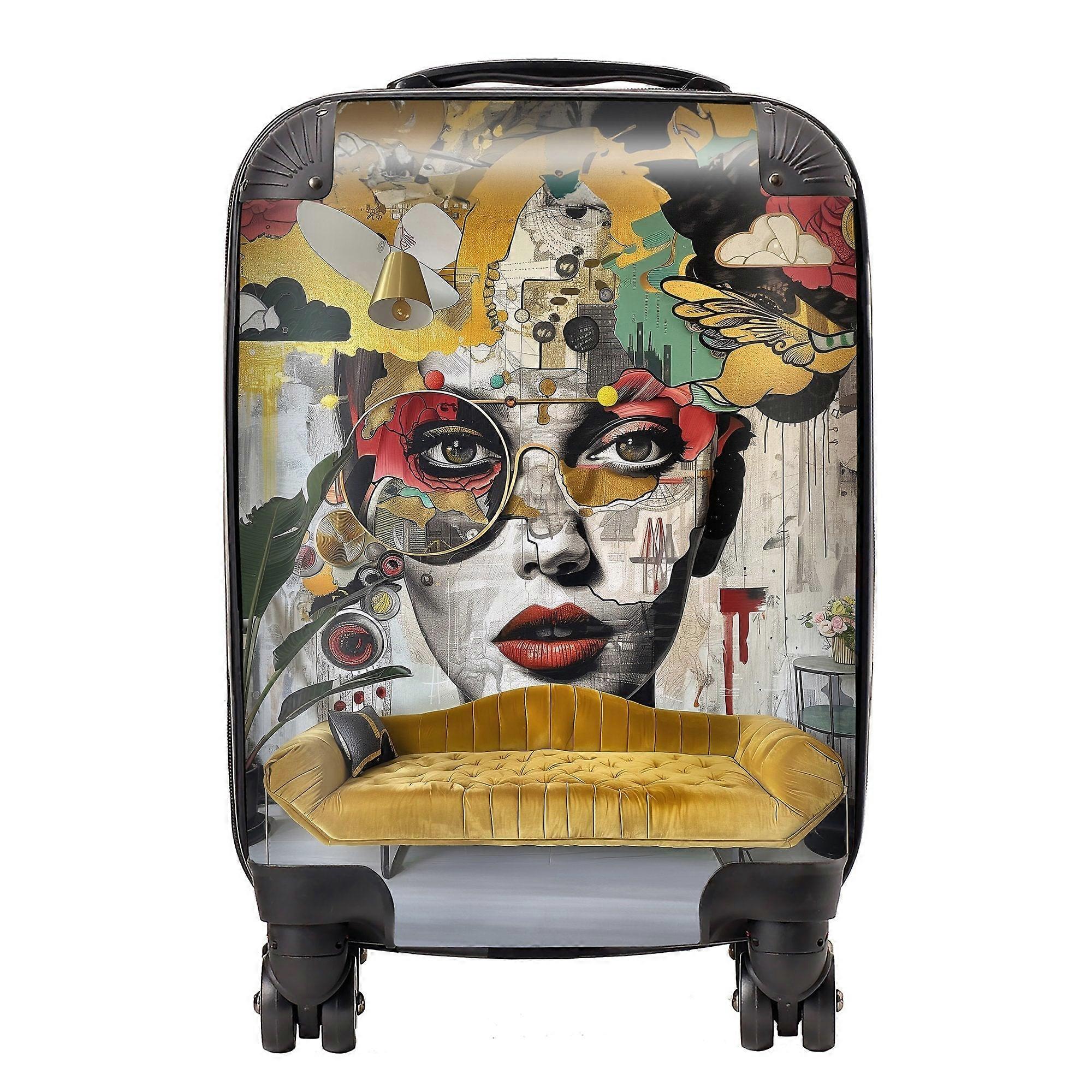Abstract Face Behind Sofa Suitcase