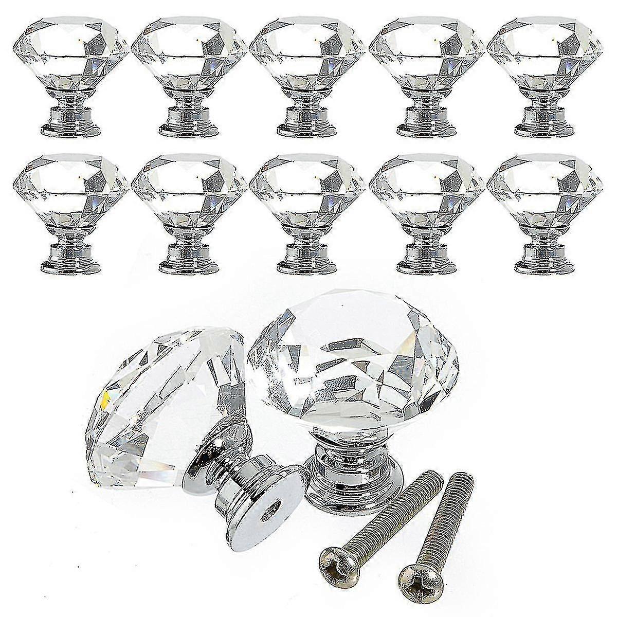 10pcs Crystal Glass Knobs Practical Durable Cupboard Drawer Handles Transparent Door Knobs Crystal Glass Knobs For Home Drawer