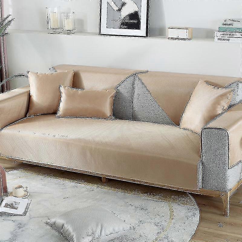 Raffreddamento reclinabile divano copri fodera per l'estate seta di ghiaccio universale divano coprisalviette non all-inclusive tipo (dimensioni, colore: W70xl180cm 1pc-oro