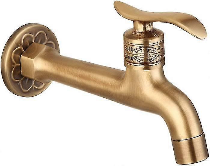 Antique Brass Faucet Handle Laundry Bathroom Wall Mounted Washing Machine Faucet Outdoor Garden Single Hose Cold Faucet